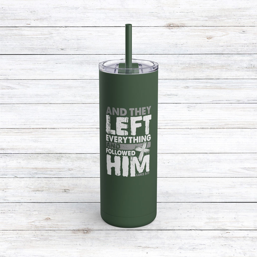 Christian Tumbler Left Everything Cross Mug Pine Needle 20oz Matte