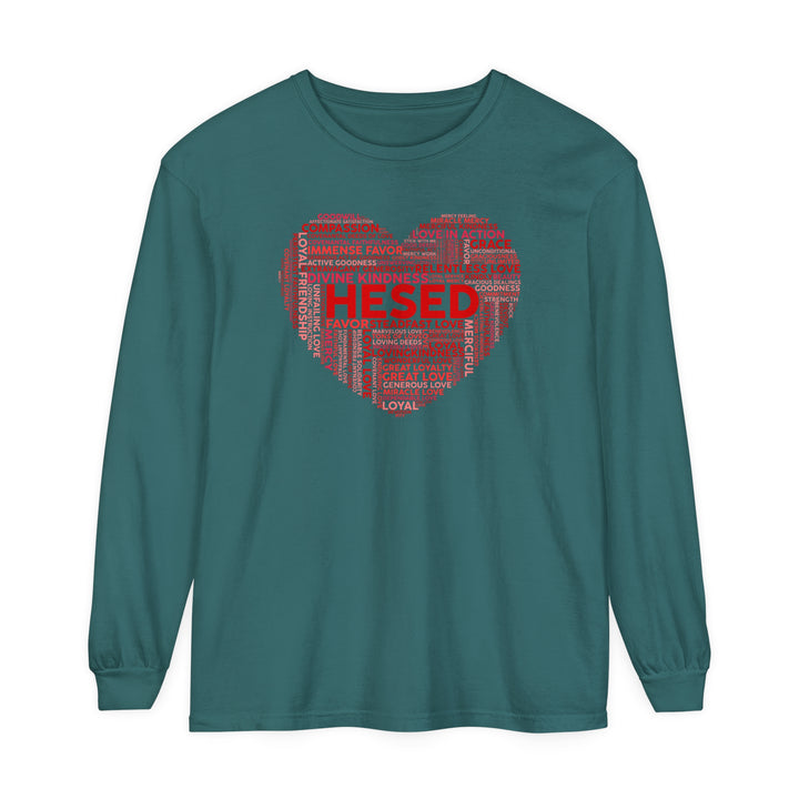 Hesed Heart Cloud Long Sleeve Shirt Long-sleeve Blue Spruce S 