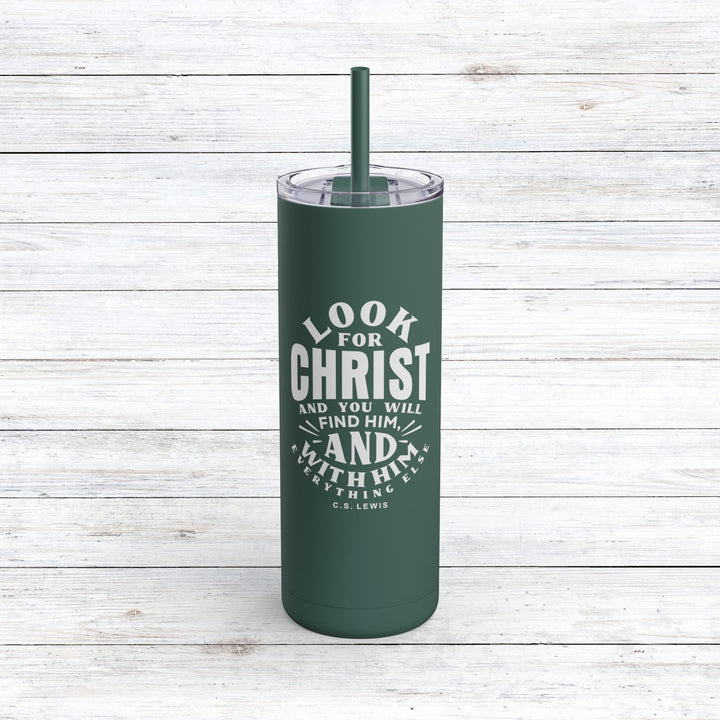 Christian Tumbler Look For Christ Mug Deep Teal 20oz Matte