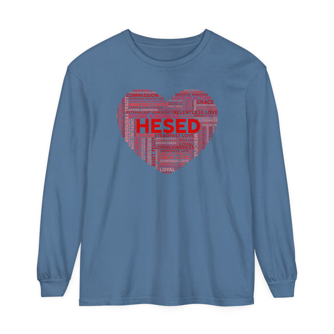 Hesed Heart Cloud Long Sleeve Shirt Long-sleeve Blue Jean S 