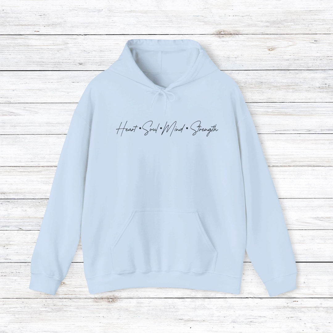 Heart Soul Mind Strength Script Hoodie Hoodie Light Blue S 