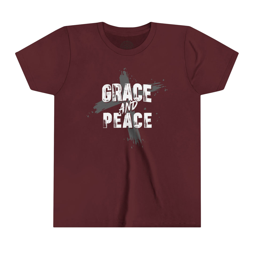 Grace and Peace Youth T-shirt Kids clothes Maroon S 