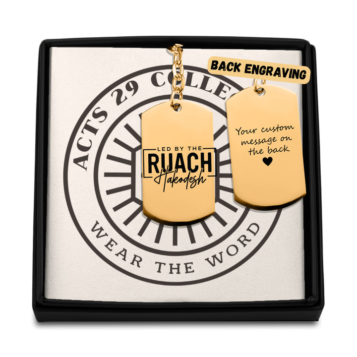 Christian Keychain Led By Ruach Hakodesh Tag Tag Keychains Without back engraving Gold