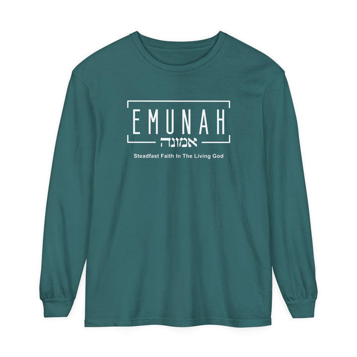 Emunah Steadfast Faith Long Sleeve Shirt Long-sleeve Blue Spruce S 