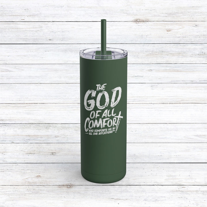 Christian Tumbler God of All Comfort Mug Pine Needle 20oz Matte