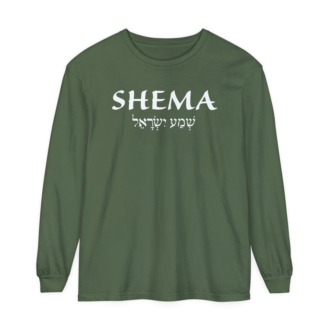 Shema Hebrew Long Sleeve Shirt Long-sleeve Hemp S 