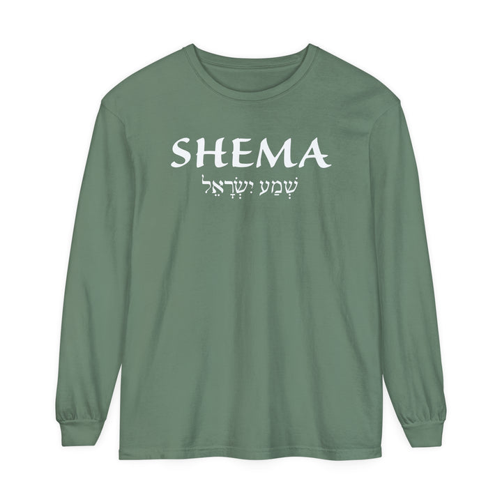 Shema Hebrew Long Sleeve Shirt Long-sleeve Light Green S 