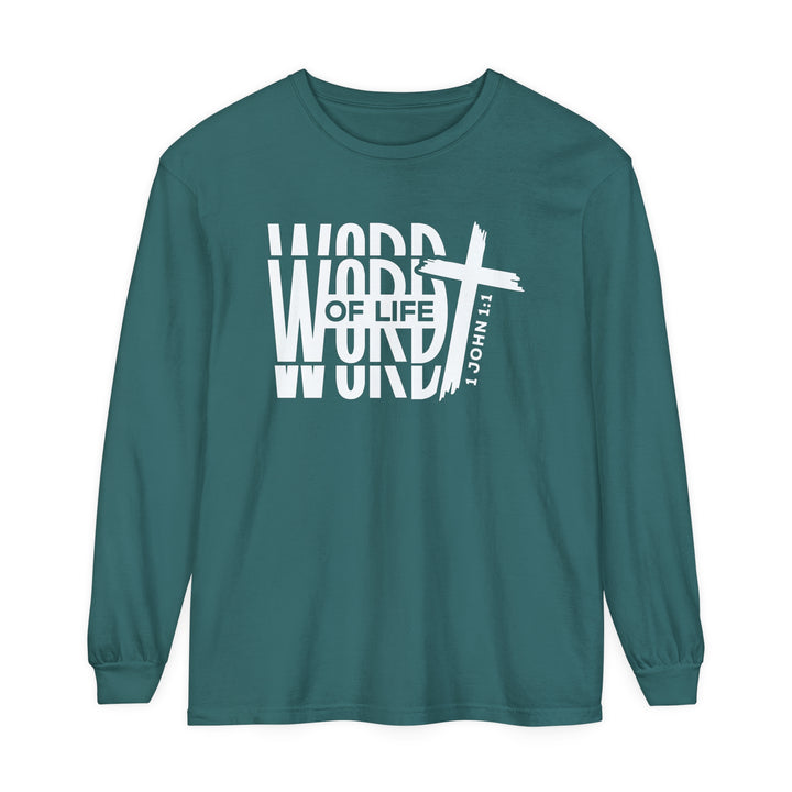 Word of Life Cross Long Sleeve Shirt Long-sleeve Blue Spruce S 