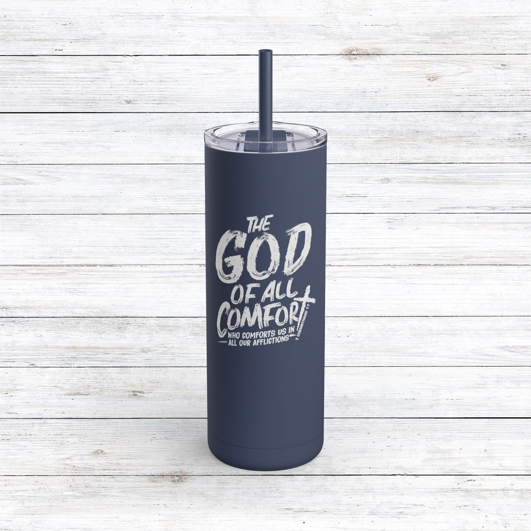 Christian Tumbler God of All Comfort Mug Indigo 20oz Matte