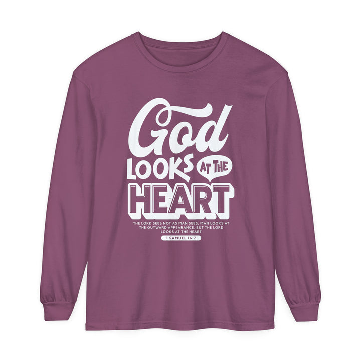 God Looks At The Heart Long Sleeve Shirt Long-sleeve Berry S 