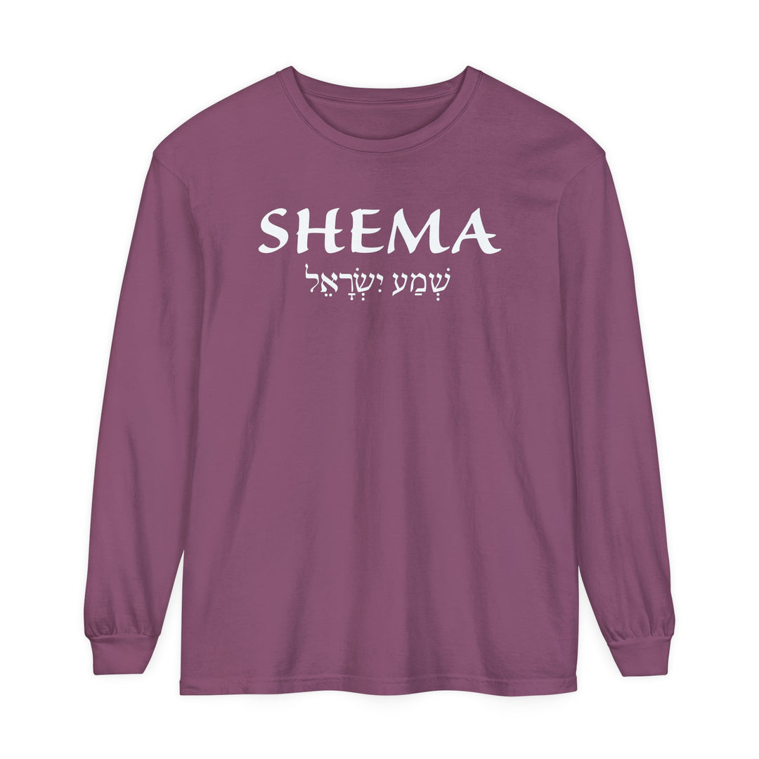 Shema Hebrew Long Sleeve Shirt Long-sleeve Berry S 