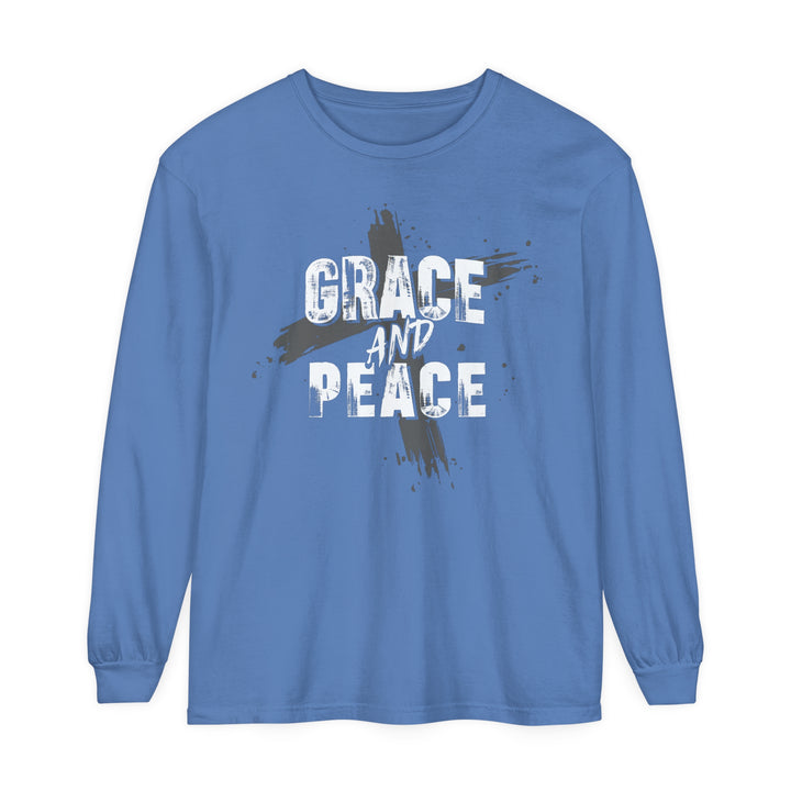 Grace and Peace Cross Long Sleeve Shirt Long-sleeve Flo Blue S 