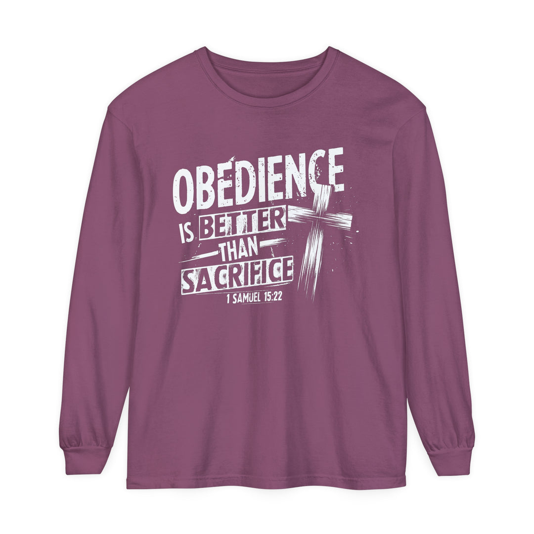 Obedience Is Better Cross Long Sleeve Shirt Long-sleeve Berry S 