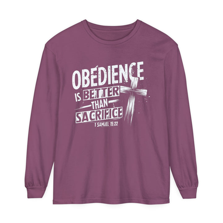 Obedience Is Better Cross Long Sleeve Shirt Long-sleeve Berry S 