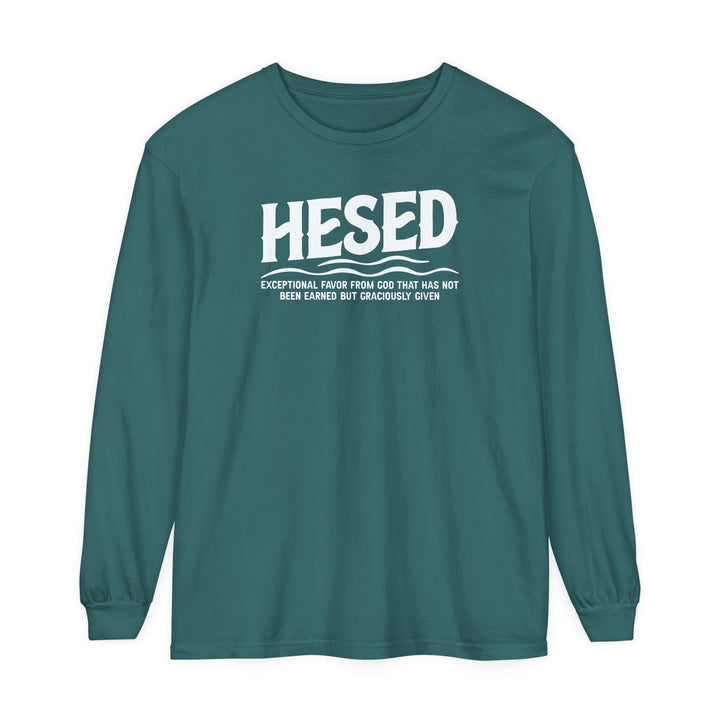 Hesed Exceptional Favor Long Sleeve Shirt Long-sleeve Blue Spruce S 