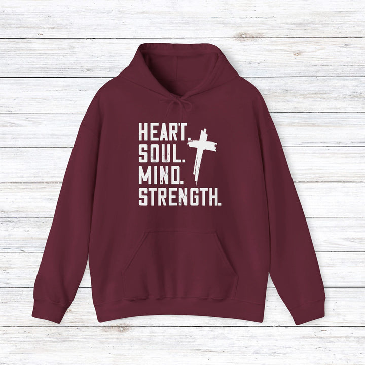 Heart Soul Mind Strength Cross Hoodie Hoodie Maroon S 