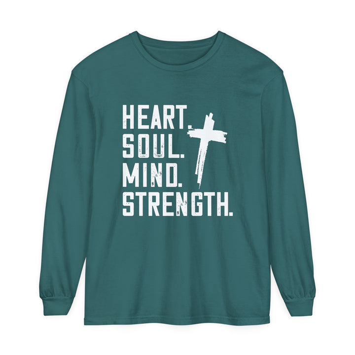 Heart Soul Mind Strength Long Sleeve Shirt Long-sleeve Blue Spruce S 