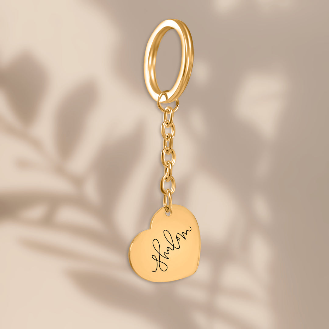 Christian Keychain Shalom Heart Heart Keychains