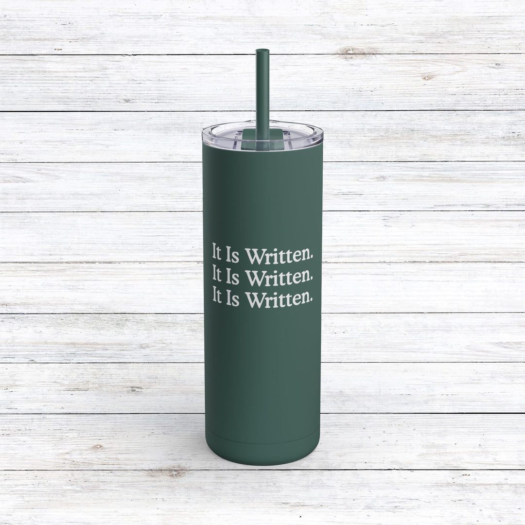 Christian Tumbler It Is Written Mug Deep Teal 20oz Matte