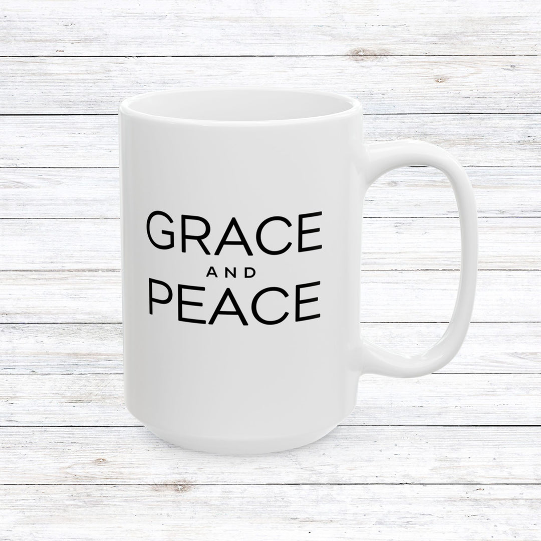 Christian Coffee Mug Grace and Peace Ceramic Mug 15oz  