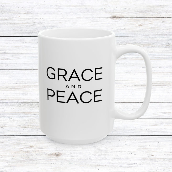 Christian Coffee Mug Grace and Peace Ceramic Mug 15oz  