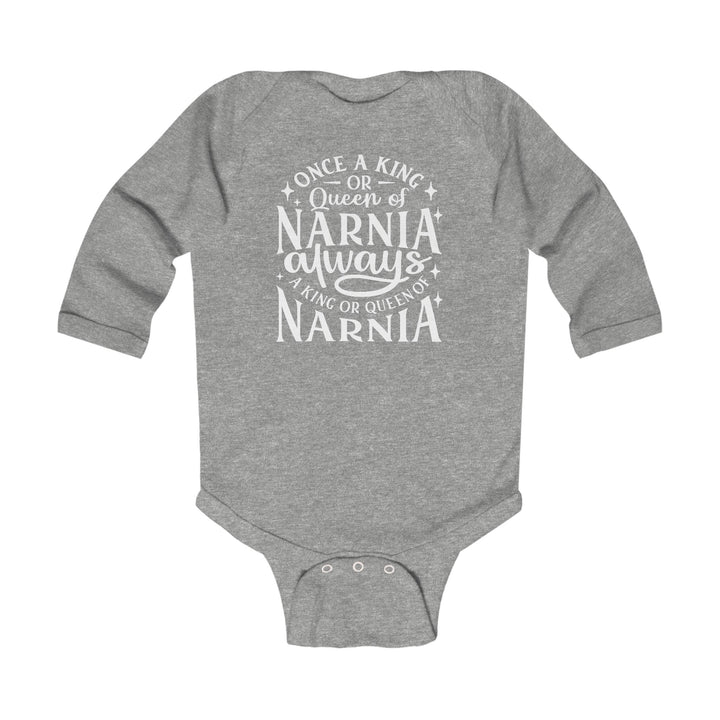 King or Queen of Narnia Infant Long Sleeve Bodysuit Kids clothes Heather NB (0-3M) 