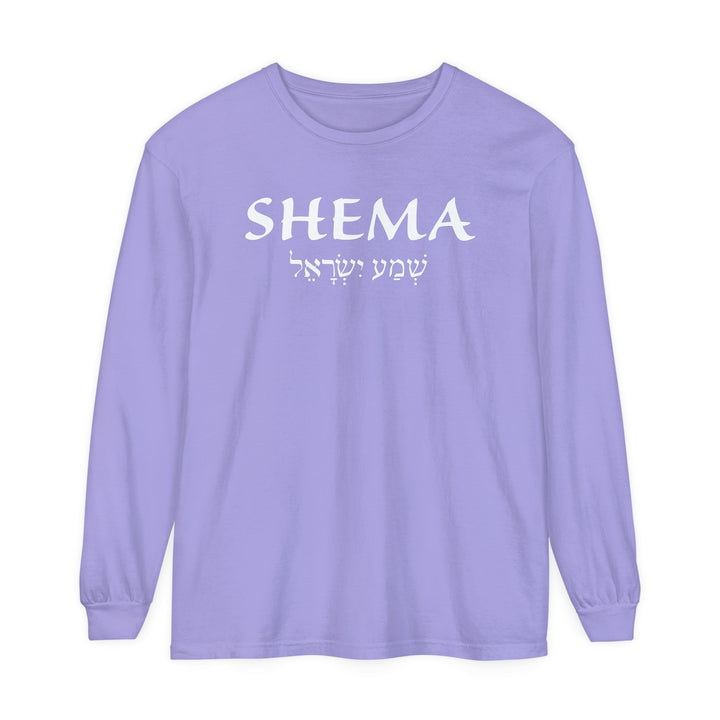 Shema Hebrew Long Sleeve Shirt Long-sleeve Violet S 