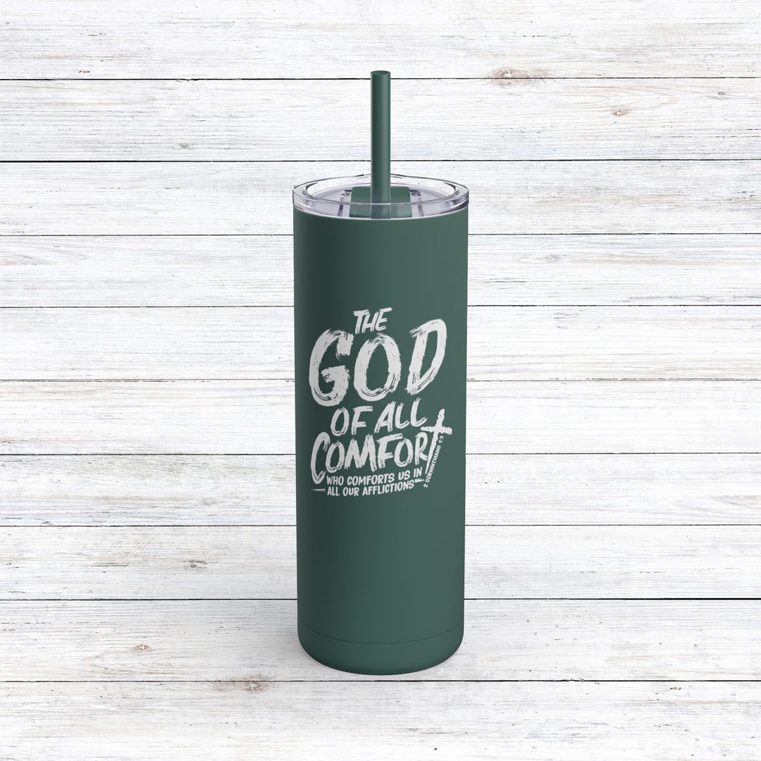 Christian Tumbler God of All Comfort Mug Deep Teal 20oz Matte