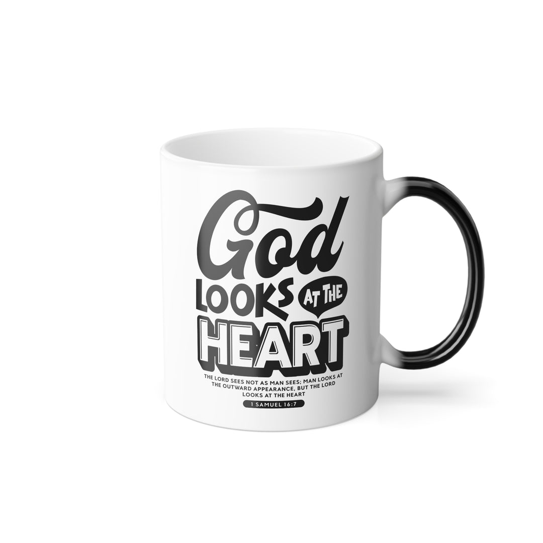 Christian Coffee Mug God Looks At Heart Color Morphing Mug   