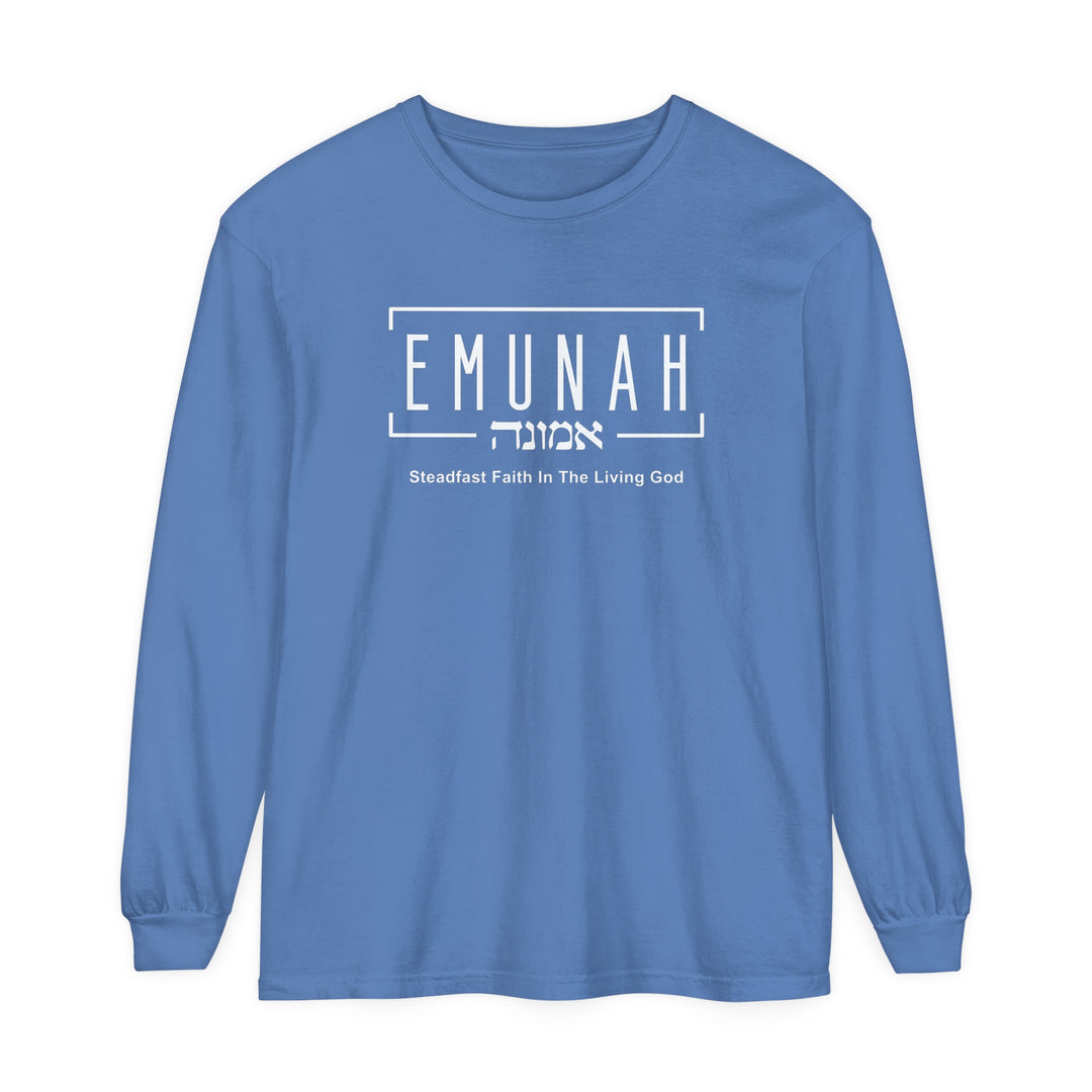 Emunah Steadfast Faith Long Sleeve Shirt Long-sleeve Flo Blue S 