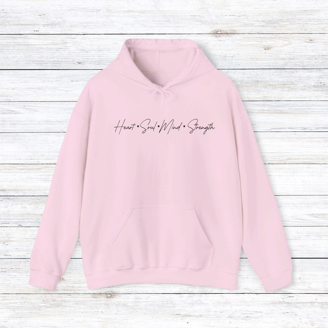 Heart Soul Mind Strength Script Hoodie Hoodie Light Pink S 