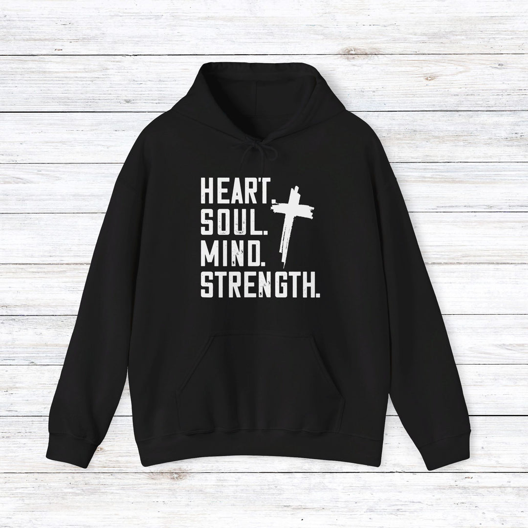 Heart Soul Mind Strength Cross Hoodie Hoodie Black S 