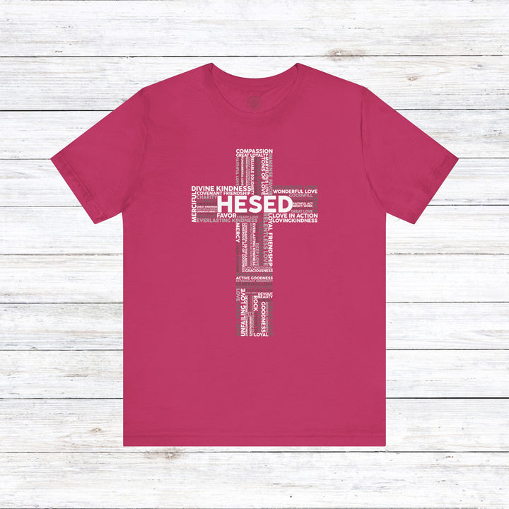 Hesed Cross Cloud Unisex T-Shirt T-Shirt Berry S 