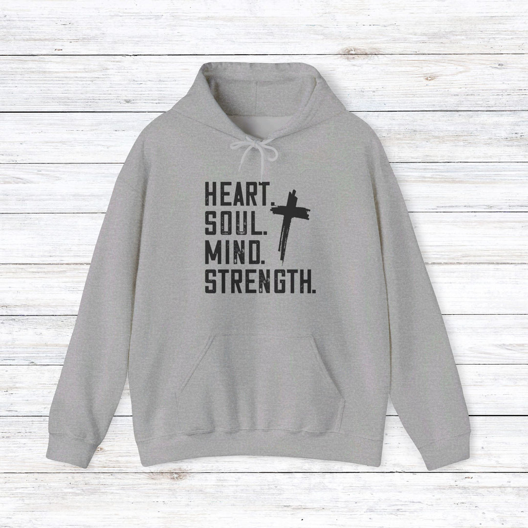 Heart Soul Mind Strength Cross Hoodie Hoodie Sport Grey S 