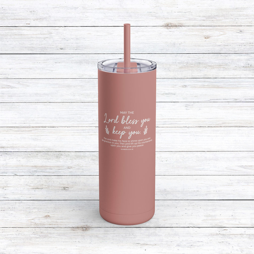 Christian Tumbler Bless and Keep You Mug Dusty Rose 20oz Matte