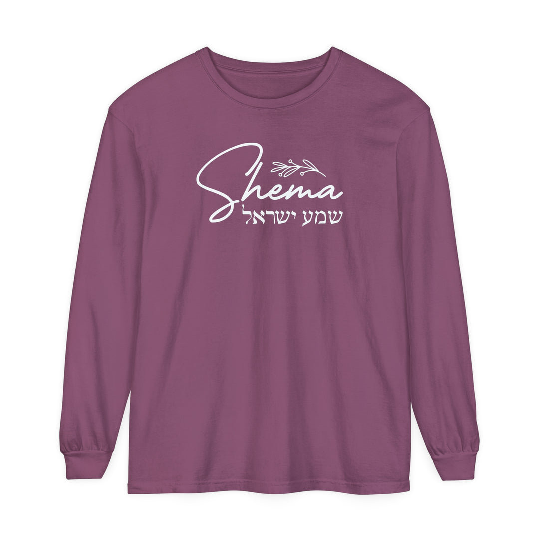 Shema Hebrew Long Sleeve Shirt Long-sleeve Berry S 