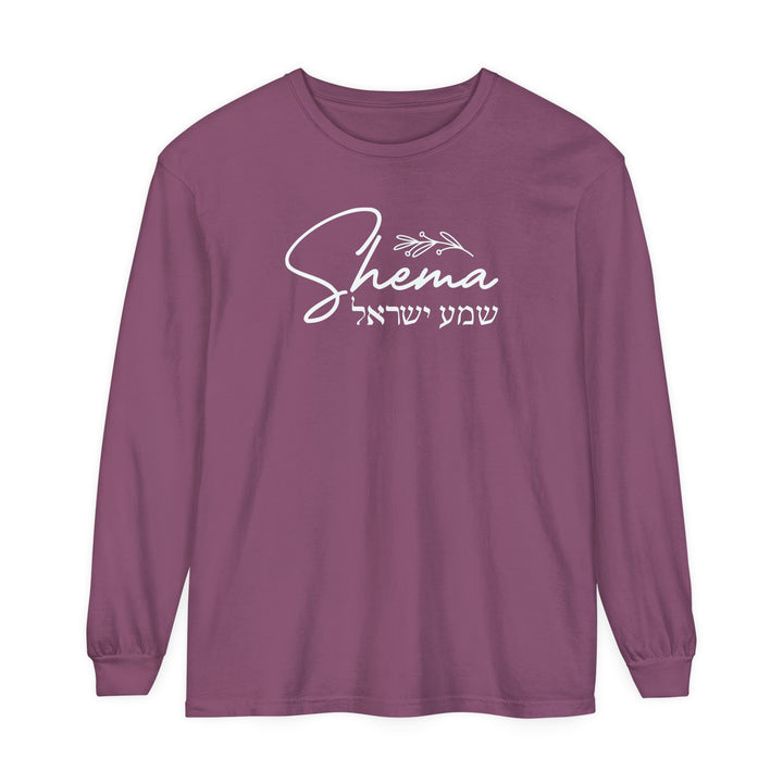 Shema Hebrew Long Sleeve Shirt Long-sleeve Berry S 