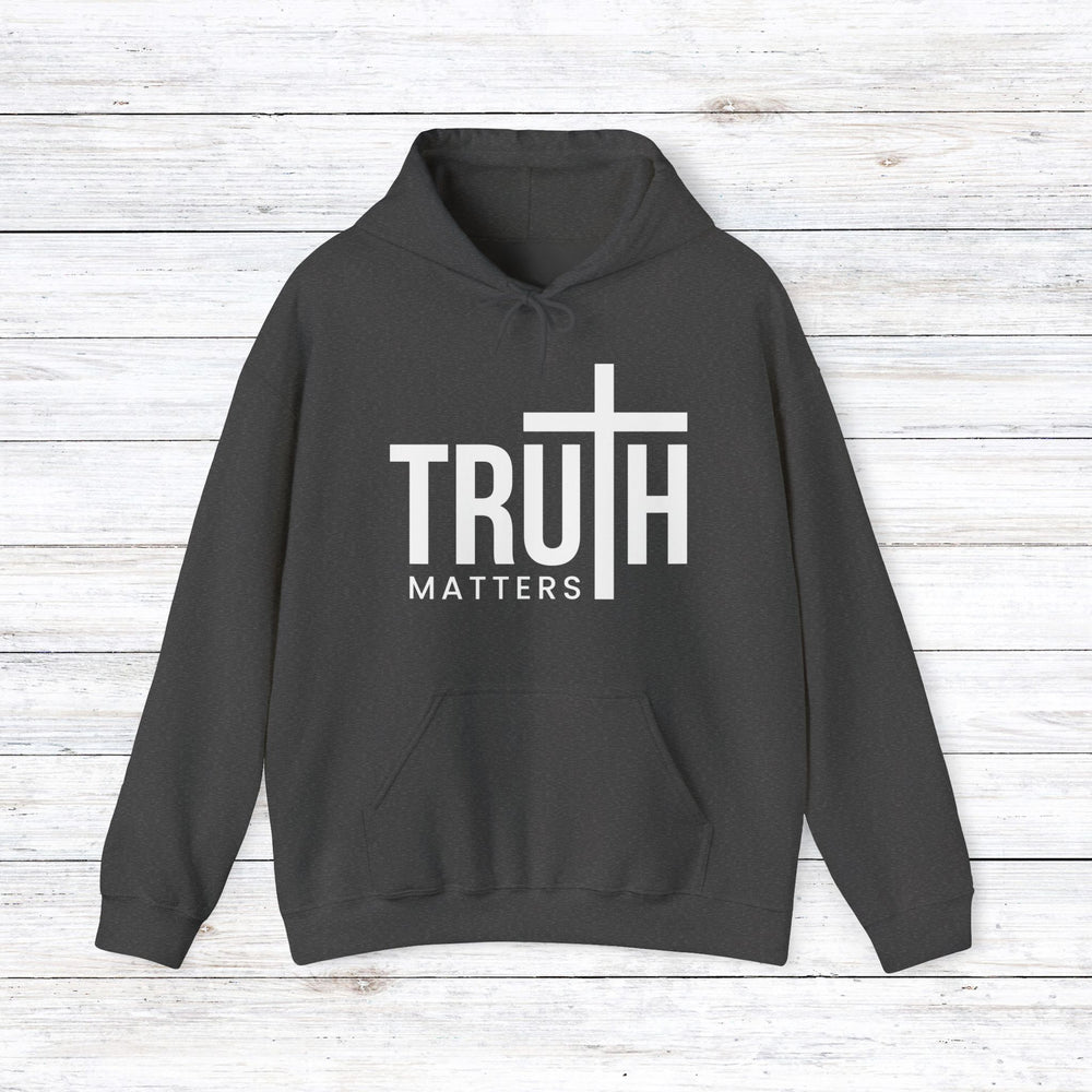 Truth Matters (White Script) Hoodie Hoodie Dark Heather S 