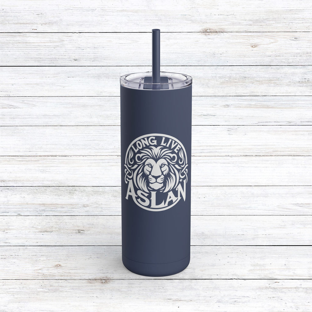 Christian Tumbler Long Live Aslan Mug Indigo 20oz Matte