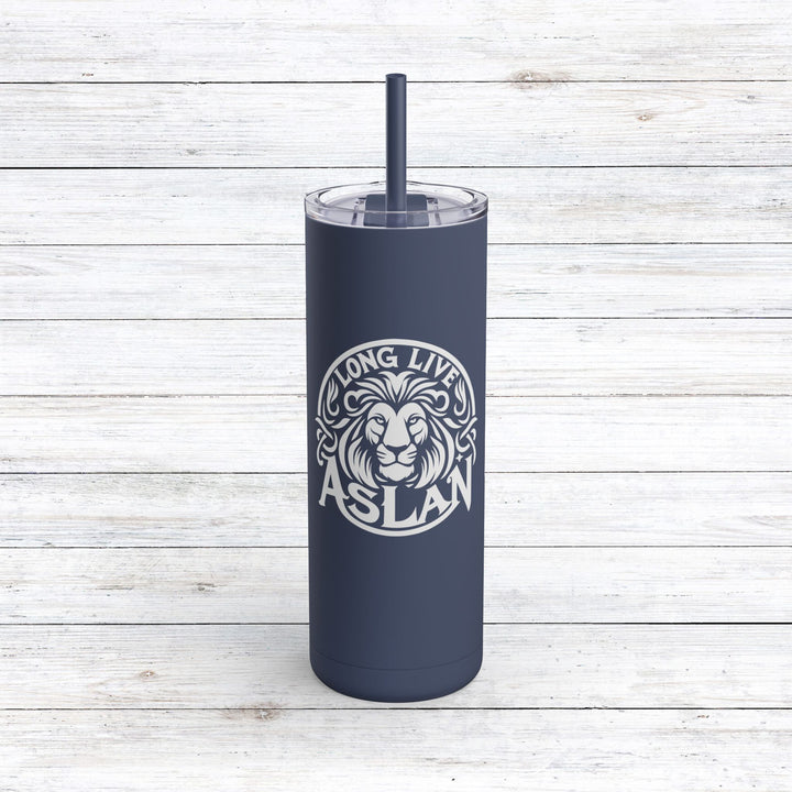 Christian Tumbler Long Live Aslan Mug Indigo 20oz Matte