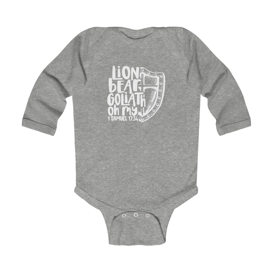 Lion Bear Goliath Oh My Infant Long Sleeve Bodysuit Kids clothes Heather NB (0-3M) 