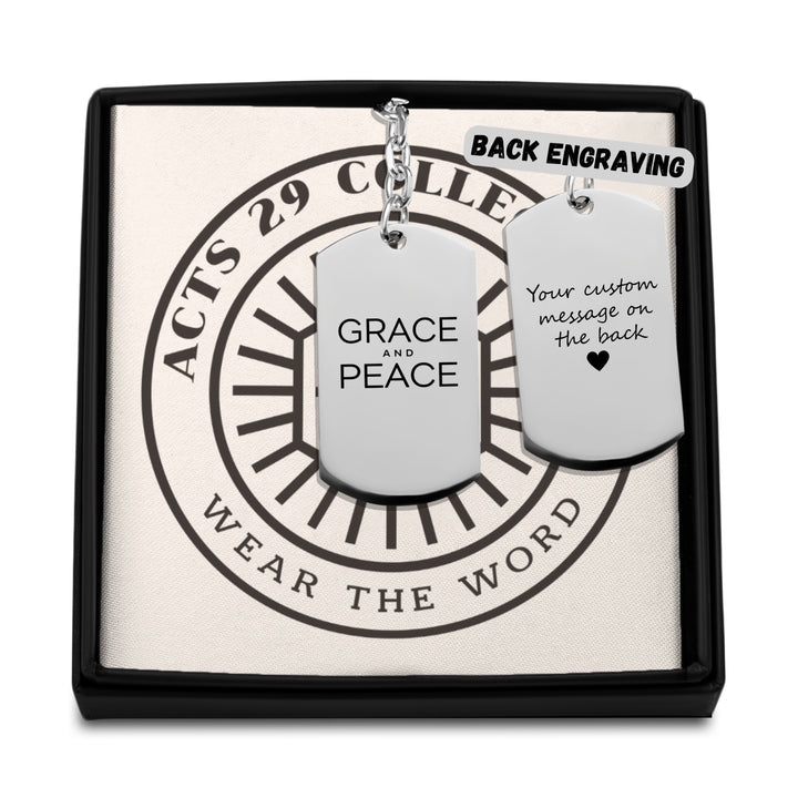 Christian Keychain Grace and Peace Tag Tag Keychains Without back engraving Silver