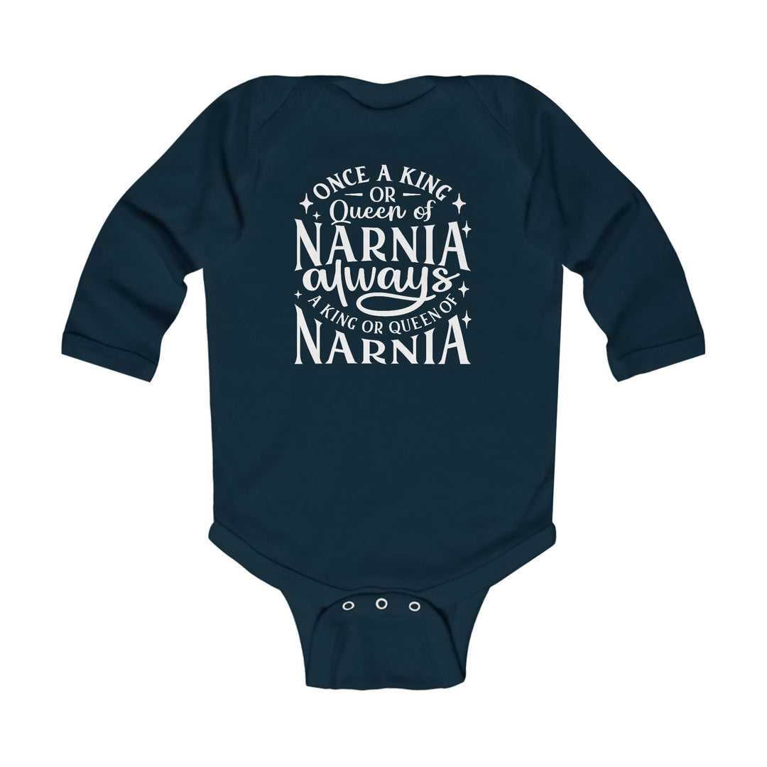 King or Queen of Narnia Infant Long Sleeve Bodysuit Kids clothes Navy NB (0-3M) 