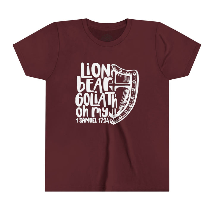 Lion Bear Goliath Oh My Youth T-shirt Kids clothes Maroon S 