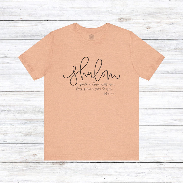 Shalom Peace Unisex T-Shirt T-Shirt Heather Peach S 