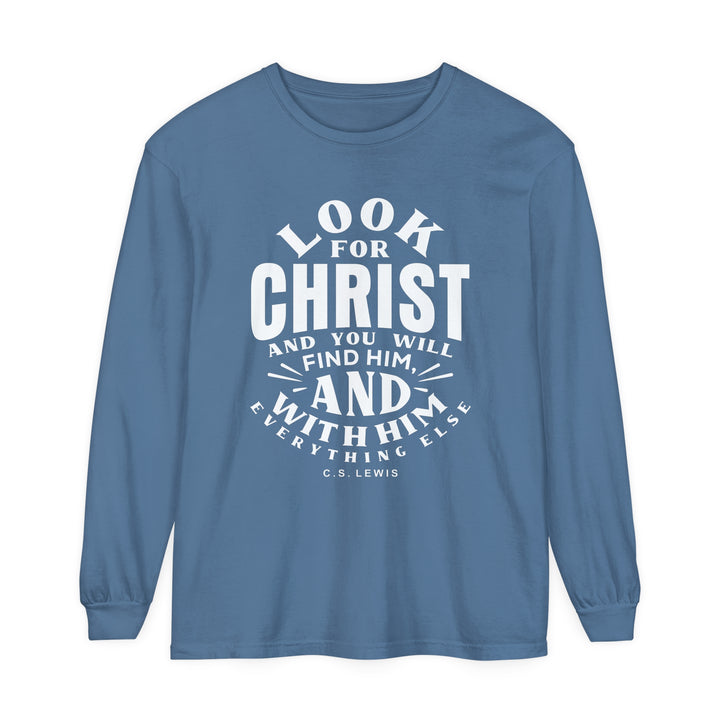 Look For Christ Long Sleeve Shirt Long-sleeve Blue Jean S 