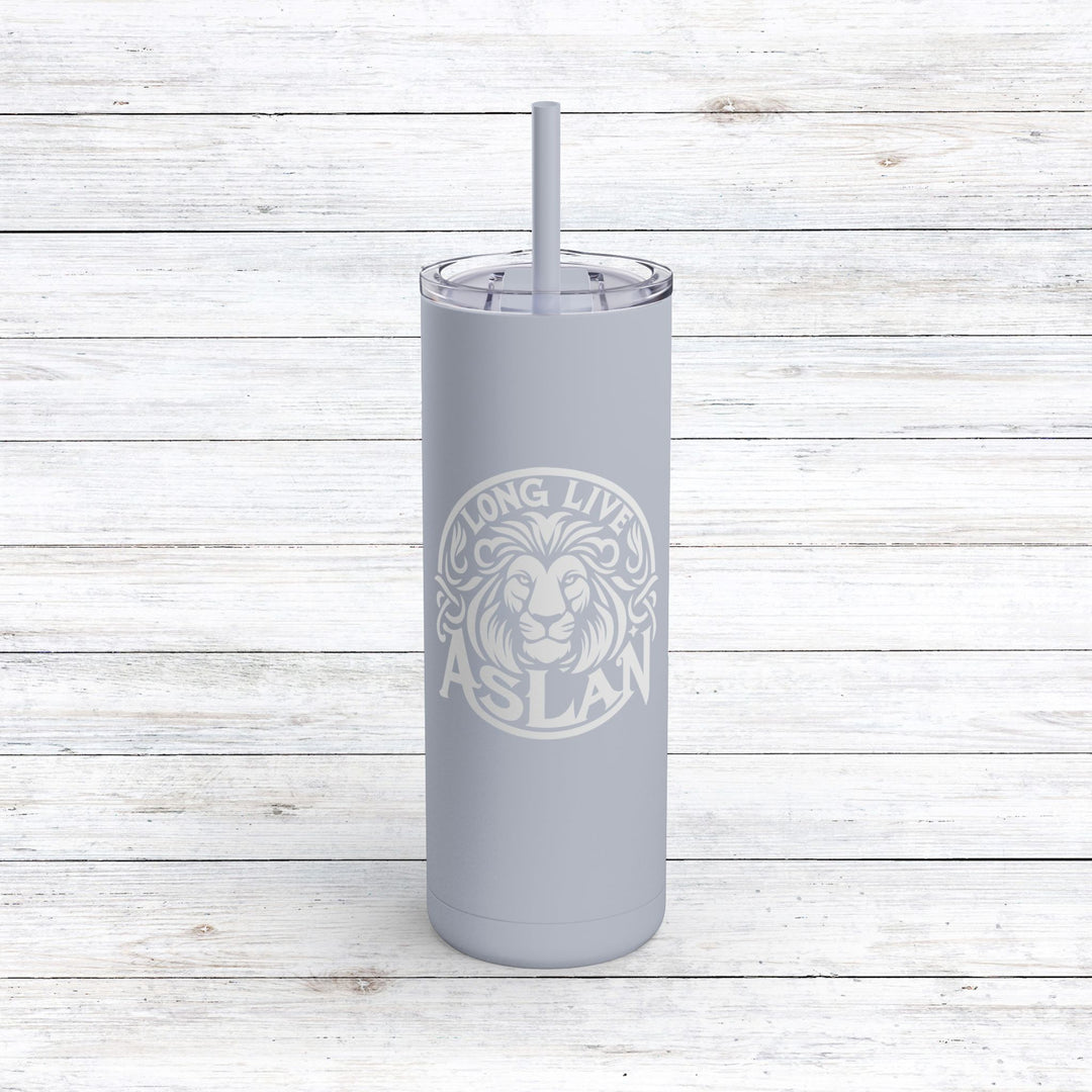 Christian Tumbler Long Live Aslan Mug Dusty Blue 20oz Matte