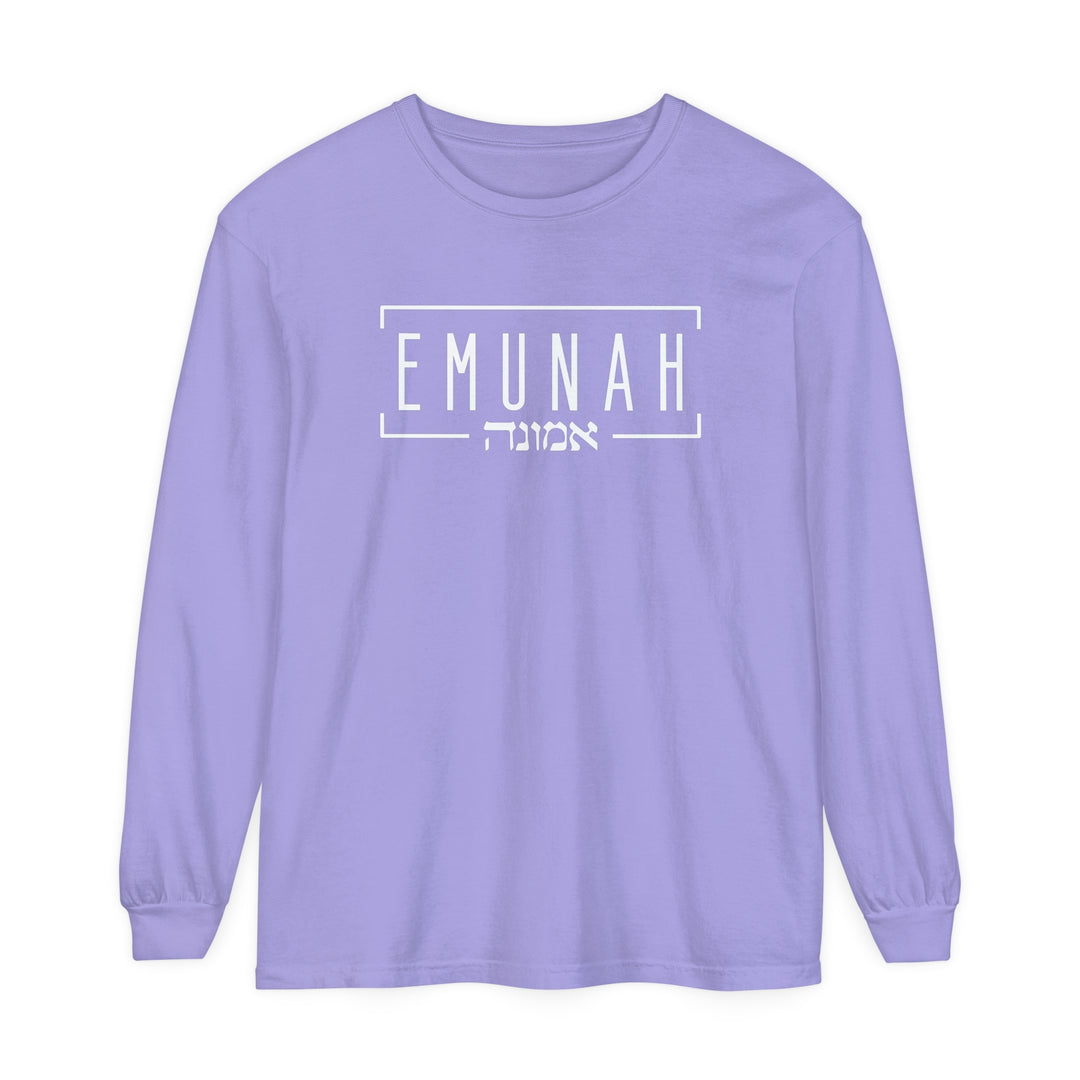 Emunah Hebrew Long Sleeve Shirt Long-sleeve Violet S 