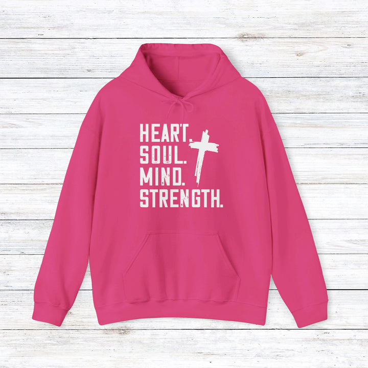 Heart Soul Mind Strength Cross Hoodie Hoodie Heliconia S 