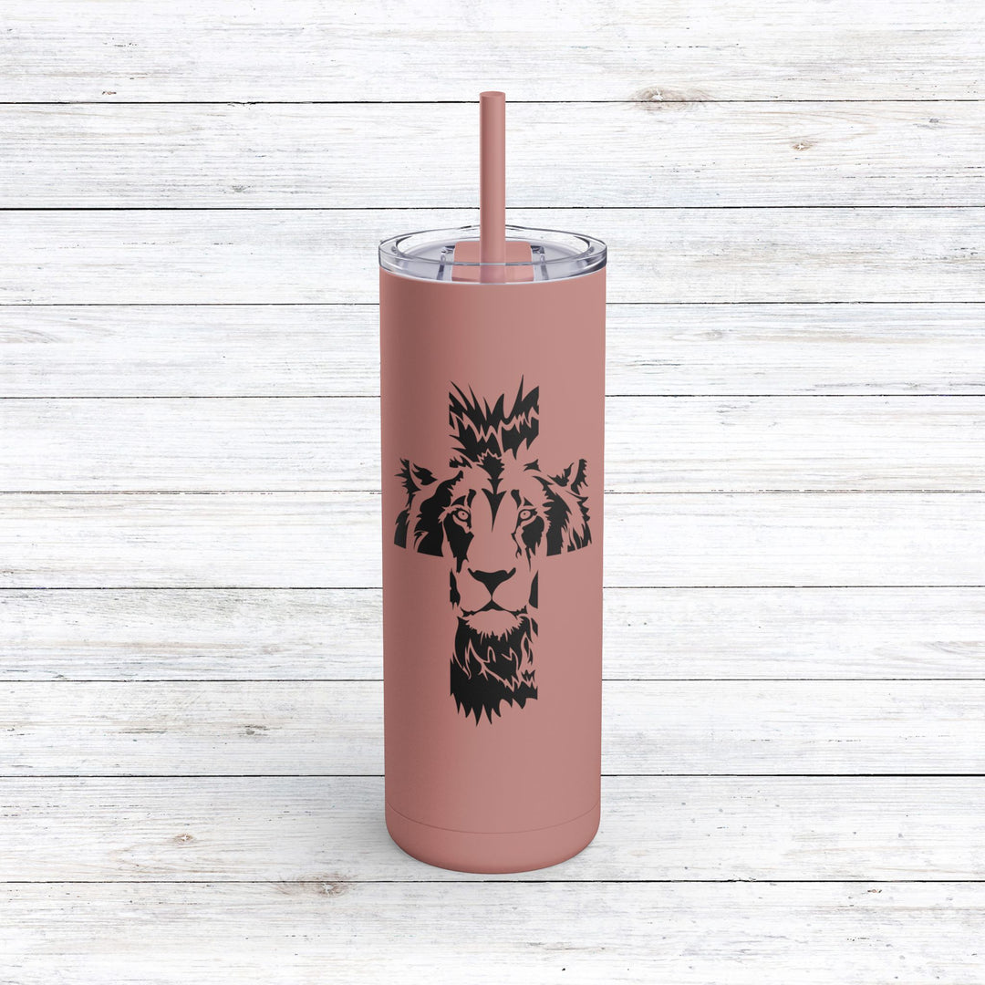 Christian Tumbler Aslan Cross Mug Dusty Rose 20oz Matte